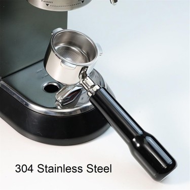 Zjyufy Bodemloze zeefdrager 51 mm 3 ears met espresso puck screen - compatibel DeLonghi Dedica EC680/EC685/EC885, zeefdrager 51 mm met walnoothouten handvat (stijl B
