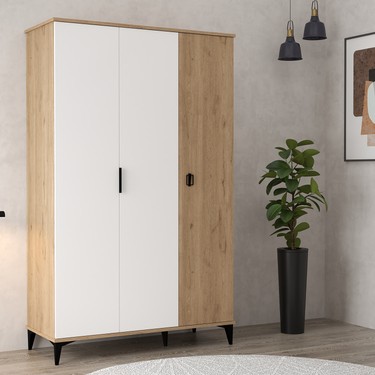 6303 Neva 3 Kapılı 200 cm Gizli Çekmeceli Gardırop , Elbise Fiyatı
