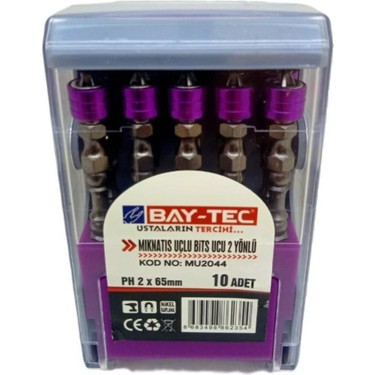 んっ　2点 Bay-Tec MU2044 Mıknatıs Uçlu Bits Ucu 2 Yönlü PH2X65MM 10 Fiyatı