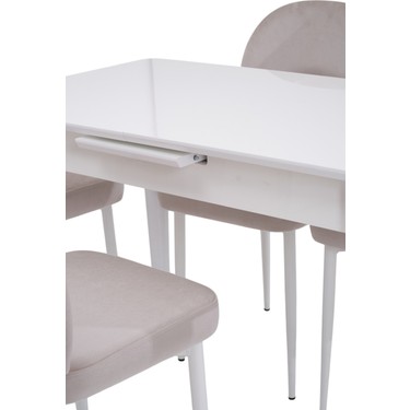 HESTIAさま☆ミルキーホワイト Hestia 4 Kapaklı Metal Ayaklı 160 Cm Çok Amaçlı Dolap Konsol