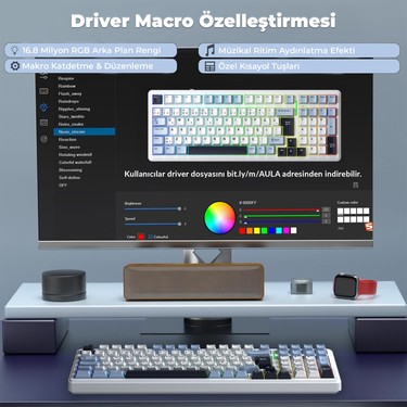 Aula F99 Mekanik Rgb Graywood V4 Switch 3 Modlu Kablosuz Fiyatı