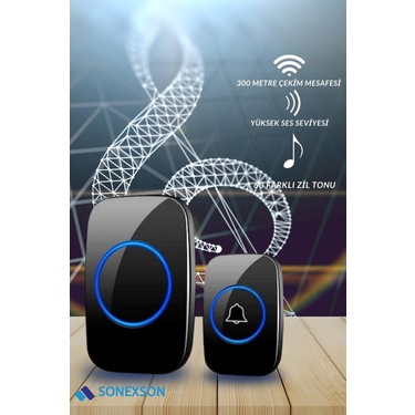 Sonex Kablosuz Uzaktan Kumandalı LED Kapı Zili Siyah ABS Fiyatı