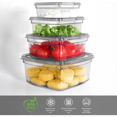 4'lü Kare Sızdırmaz Saklama Kabı Seti - Düzenleyici Erzak Fiyatı