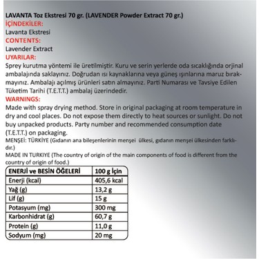 Gökçek Şifa Lavanta Toz Ekstresi (Lavandula)70 gr Cam Fiyatı