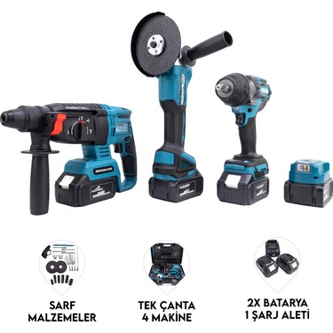 Dawreek MK800 3'lü Set 3600 W Güçlü Darbeli Matkap Anahtarlı Fiyatı