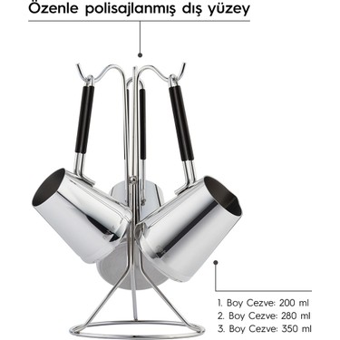 mayacao.plants専用セットパイロットC74 EF+ワンチャエボナイト Nehir Everest 4 Parça Standlı Paslanmaz Çelik Cezve Seti Fiyatı