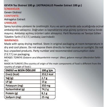 Gökçek Şifa Geven Toz Ekstresi 100 Gr. Cam Kavanoz Fiyatı