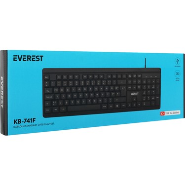 Everest KB-741F Siyah-Gri USB 2 Metre Bakır Kablolu Tamamen Fiyatı
