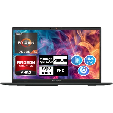 ASUS Vivobook 15.6インチ Ryzen 5 7520U 16GB Asus Vivobook Go 15 Ryzen 5 7520U 16GB Ram 512GB SSD Fiyatı
