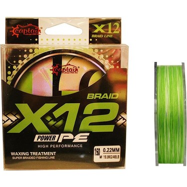 Captain X12 Power Pe 12 Örgü Spin Ip Misina 150MT Green Fiyatı