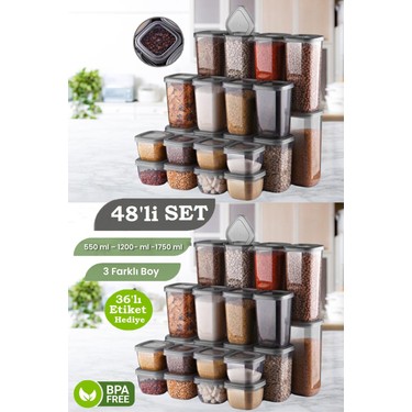 48'li Mega Çeyiz Seti Etiketli Kare Erzak Saklama Kabı Fiyatı