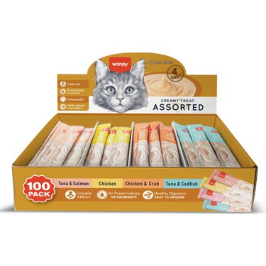 Wanpy Karışık 4 Lezzet 100'LÜ Krema Kedi Ödülü 100*14 gr Fiyatı