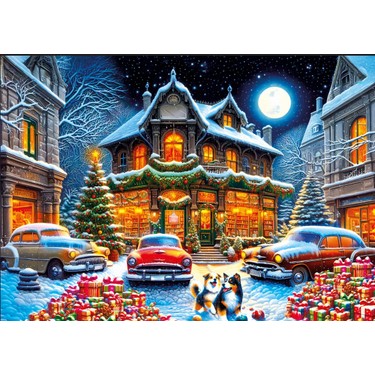 Herman Miller 「Merry Christmas」ブロックパズル Olimpia A Full Moon Christmas 1000 Parça Fiyatı