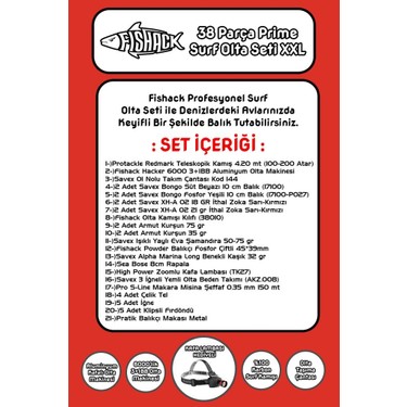 Fishack 38 Parça Surf Prime Deniz Olta Seti Xxl - 4.20MT / Fiyatı