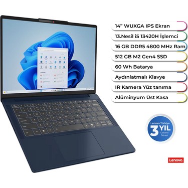 Lenovo Ideapad Slim 3 14IRH10 Intel I5 13420H Ddr5 16 GB 512 Fiyatı