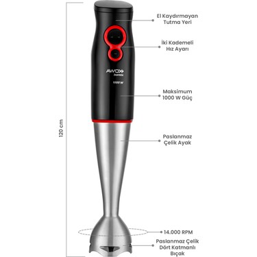 Awox Barmix 3 İn 1 1000 Watt Çıkabilir Çelik Uçlu 3'lü Fiyatı