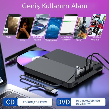 Valkyrie Harici CD DVD Rom Yazıcı Okuyucu USB 3.0 Hub Fiyatı