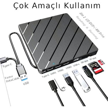 Valkyrie Harici CD DVD Okuma Yazma USB 3.0 Hub Çok Amaçlı Fiyatı