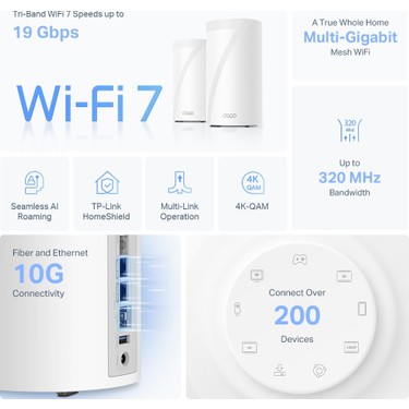 TP-Link Deco BE85 (1-Pack) | Wi-Fi 7 Mesh Sistemi | BE19000 Fiyatı