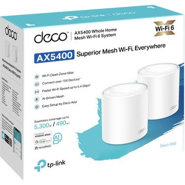 TP-Link Deco X60 (2-Pack) | Wi-Fi 6 Mesh Sistemi | AX5400 Fiyatı