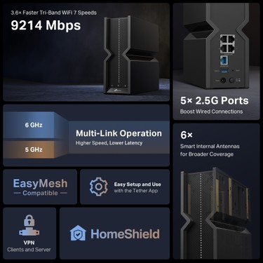 TP-Link Archer BE550 | Tri-Band Wi-Fi 7 Router | Fiber Fiyatı