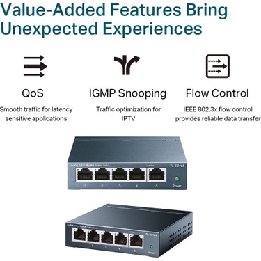 TP-Link TL-SG105 5 Port 10-100-1000 Mbps Switch Çelik Kasa Fiyatı
