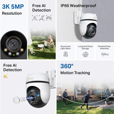 【未開封】tapo C530WS 3K 5MP 360° IP66 防犯カメラ Tapo C530WS | Dış Mekan Pan/Tilt Güvenlik Wi-Fi Kamera | TP-Link