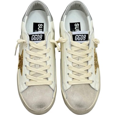 Women's Golden Goose Super-Star With Gold Glitter Star And Fiyatı