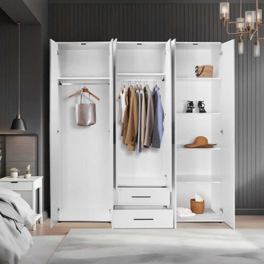 Adore White 6 Kapı 2 Çekmece Gardırop Fiyatı - Taksit Seçenekleri