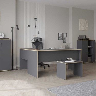 adore mobilya Rio L Ofis Masası - Antrasitkontra 160X75X144 Fiyatı