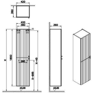 Vitra Root Groove 69092 Boy Dolabı, Mat Retro Yeşil, 40 cm Fiyatı