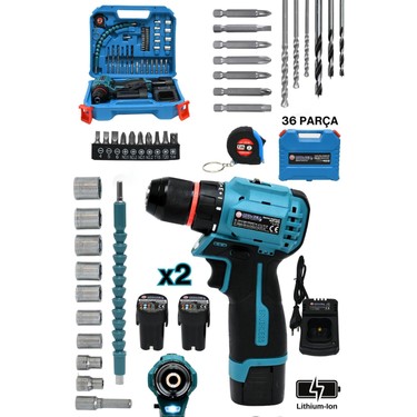 MUR-9013 16,8V Kömürsüz Motor Çelik Mandren 36 Parça Şarjlı Fiyatı