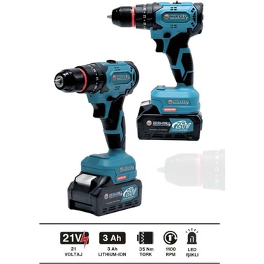 21V 3.0AH 2'li Set Şarjlı Darbeli Matkap & 115MM Şarjlı Fiyatı