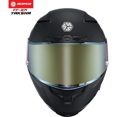Scoyco FF-871 Yaksha Mat Siyah-Gold Güneş Vizörlü Kapalı Fiyatı