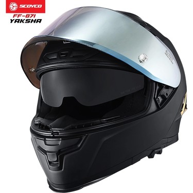 Scoyco FF-871 Yaksha Mat Siyah-Gold Güneş Vizörlü Kapalı Fiyatı