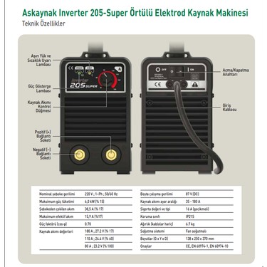 Askaynak 205 Süper İnverter Kaynak Makinası - 701AS205S Fiyatı