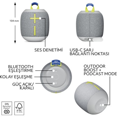 Ultimate Ears Wonderboom 4 Taşınabilir Su Geçirmez Bluetooth Fiyatı