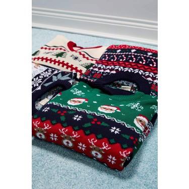 DeFacto Erkek Çocuk Yılbaşı Temalı Bisiklet Yaka Triko Kazak Fiyatı