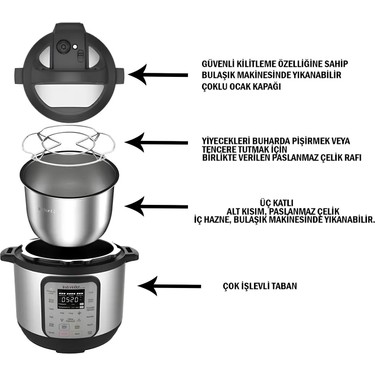 Instant Pot Duo Mini 7'si 1 Arada 3 lt Basınçlı Pişirici Fiyatı