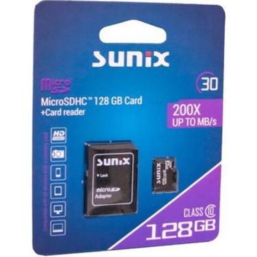 Belirtilmemiş 128 GB Sunix MicroSDHC Hafıza Kartı 200X Up To Fiyatı