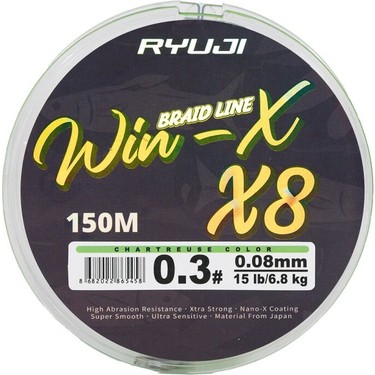 Ryujı Wınx X8 150M Chartreuse Ip Misina 0,16MM Fiyatı