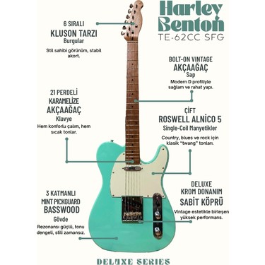 Harley Benton TE-62CC Seafoam Green – Deluxe T Serisi Fiyatı