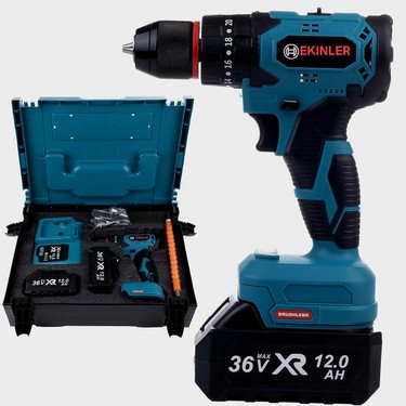 Kömürsüz Motor 36VF 5AH Metal Mandren Vidalama Matkap Seti Fiyatı