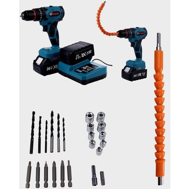 Kömürsüz Motor 36VF 5AH Metal Mandren Vidalama Matkap Seti Fiyatı