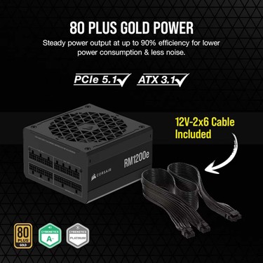 CORSAIR RMe Serisi RM1200e 1200 Watt 80+ Gold Tam Modüler Fiyatı