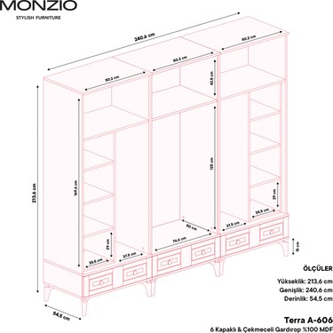 tomomo ページ Monzio Terra 6 Kapaklı Çekmeceli Gardırop Tamamı Mdf (Yeşil) Fiyatı