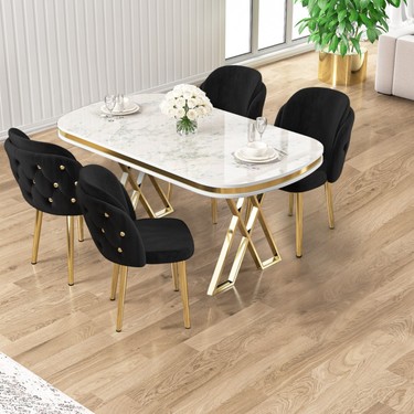 Zae Serisi 90X168 Lak Panel Beyaz Mermer Desen Gold Ayak Fiyatı