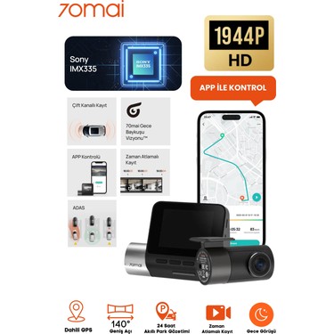 70Mai DashCam A500s-1 Araç İçi Kamera + RC06 Arka Kamera Set Fiyatı