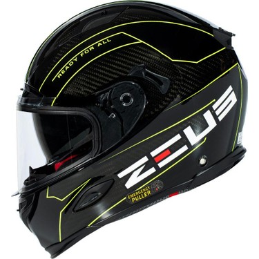 Zeus ZS-1800B Gloss Carbon AM8 Fluo Yellow Kapalı Kask Fiyatı
