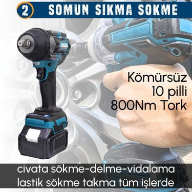 Akülü Kömürsüz 5li Set Makine (800NM Somun Sökme, Kırıcı Fiyatı